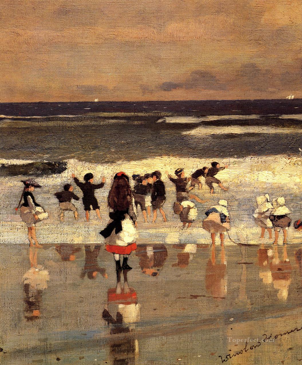 Beach Scene aka Children in the Surf Winslow Homer impressionism Oil Paintings